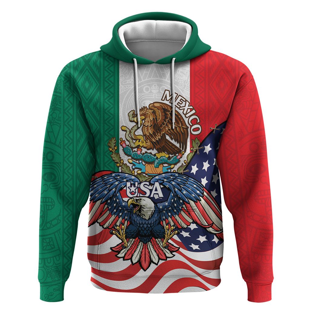 United States And Mexico Hoodie USA Eagle With Mexican Aztec - Wonder Print Shop