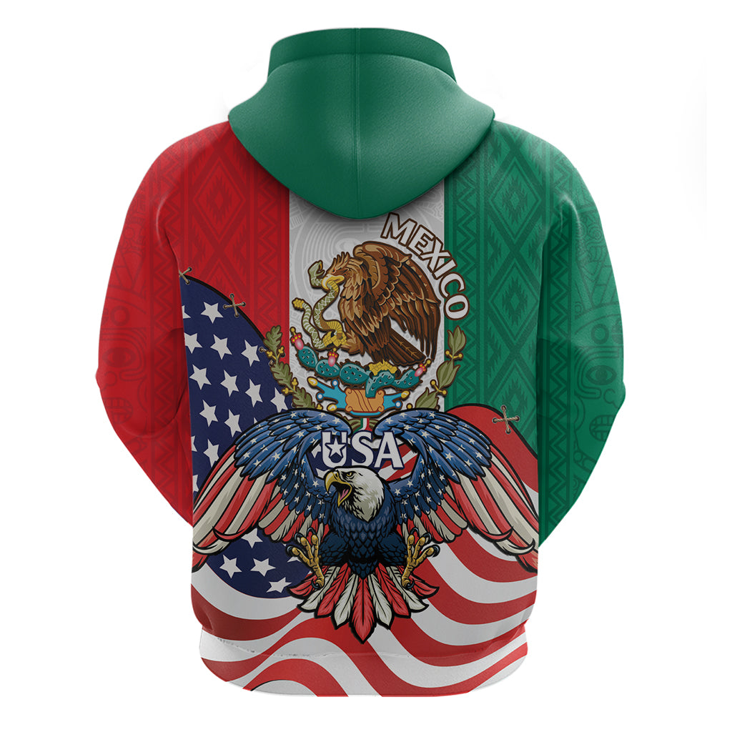 United States And Mexico Hoodie USA Eagle With Mexican Aztec - Wonder Print Shop