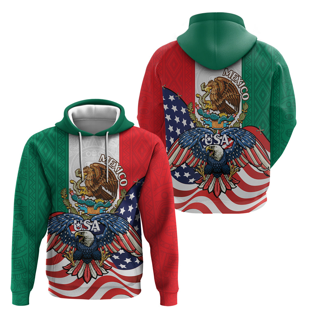 United States And Mexico Hoodie USA Eagle With Mexican Aztec - Wonder Print Shop