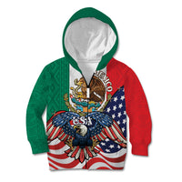 United States And Mexico Kid Hoodie USA Eagle With Mexican Aztec - Wonder Print Shop