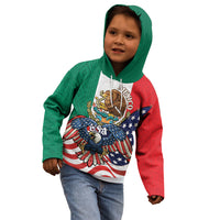 United States And Mexico Kid Hoodie USA Eagle With Mexican Aztec - Wonder Print Shop