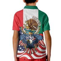 United States And Mexico Kid Polo Shirt USA Eagle With Mexican Aztec - Wonder Print Shop