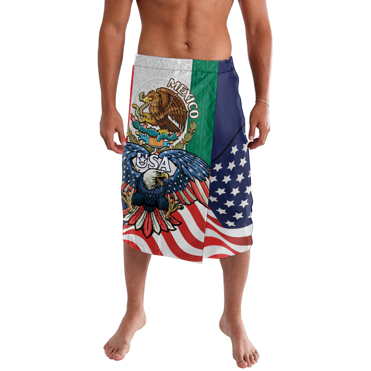 United States And Mexico Lavalava USA Eagle With Mexican Aztec - Wonder Print Shop