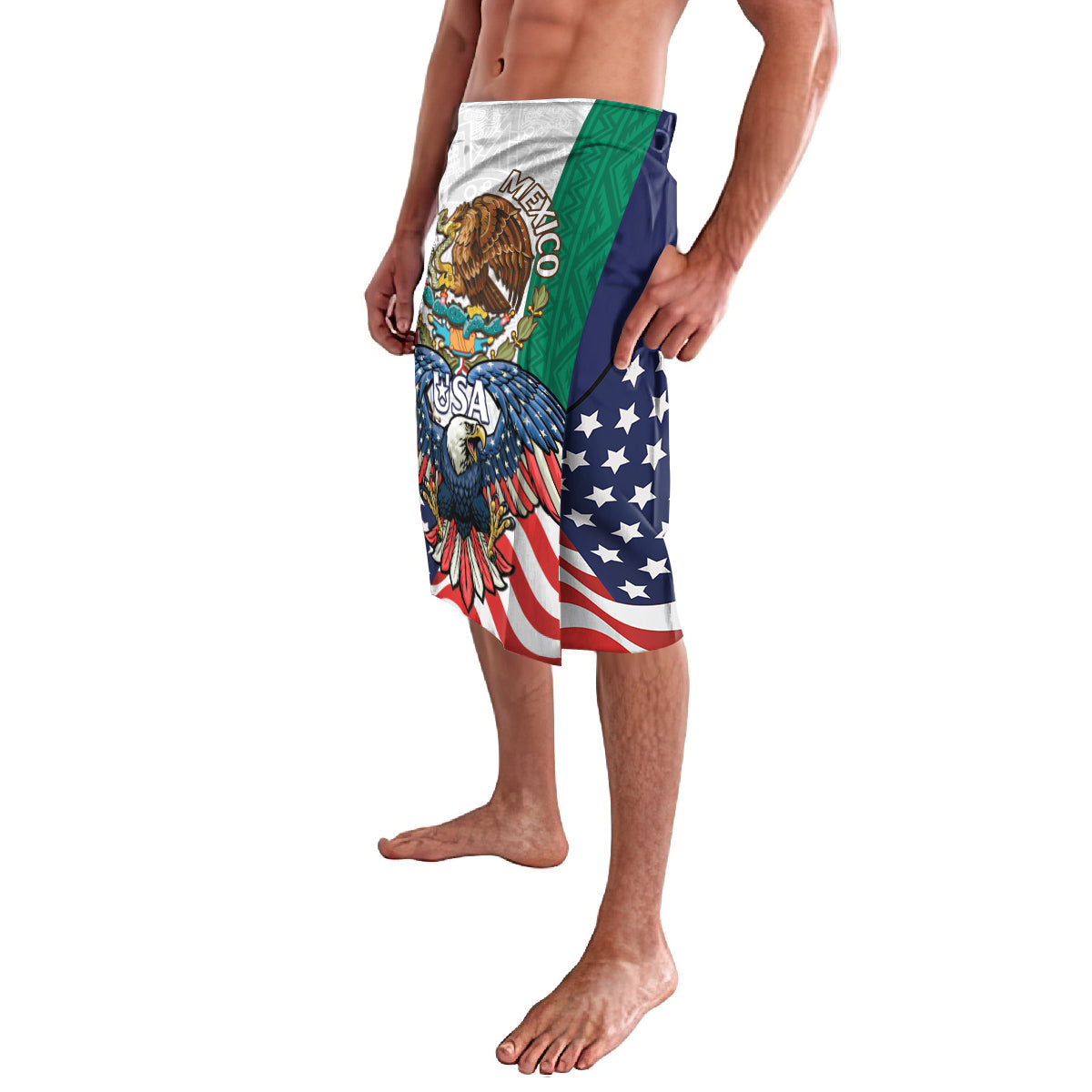United States And Mexico Lavalava USA Eagle With Mexican Aztec - Wonder Print Shop