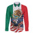 United States And Mexico Long Sleeve Button Shirt USA Eagle With Mexican Aztec - Wonder Print Shop