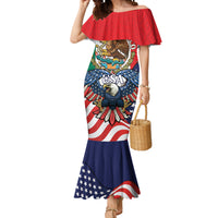 United States And Mexico Mermaid Dress USA Eagle With Mexican Aztec - Wonder Print Shop