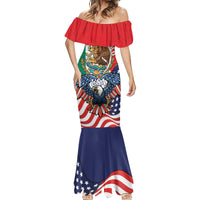 United States And Mexico Mermaid Dress USA Eagle With Mexican Aztec - Wonder Print Shop