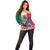 United States And Mexico Off Shoulder Sweater USA Eagle With Mexican Aztec