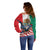 United States And Mexico Off Shoulder Sweater USA Eagle With Mexican Aztec