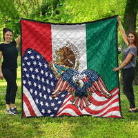 United States And Mexico Quilt USA Eagle With Mexican Aztec - Wonder Print Shop