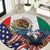 United States And Mexico Round Carpet USA Eagle With Mexican Aztec