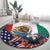 United States And Mexico Round Carpet USA Eagle With Mexican Aztec