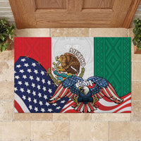 United States And Mexico Rubber Doormat USA Eagle With Mexican Aztec - Wonder Print Shop