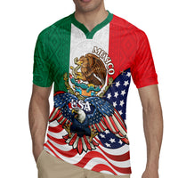 United States And Mexico Rugby Jersey USA Eagle With Mexican Aztec - Wonder Print Shop