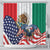United States And Mexico Shower Curtain USA Eagle With Mexican Aztec