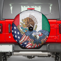 United States And Mexico Spare Tire Cover USA Eagle With Mexican Aztec - Wonder Print Shop
