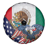 United States And Mexico Spare Tire Cover USA Eagle With Mexican Aztec - Wonder Print Shop