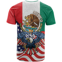 United States And Mexico T Shirt USA Eagle With Mexican Aztec - Wonder Print Shop