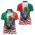 United States And Mexico Women Polo Shirt USA Eagle With Mexican Aztec - Wonder Print Shop