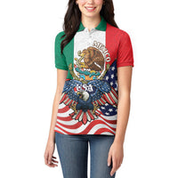 United States And Mexico Women Polo Shirt USA Eagle With Mexican Aztec - Wonder Print Shop