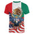 United States And Mexico Women V-Neck T-Shirt USA Eagle With Mexican Aztec - Wonder Print Shop