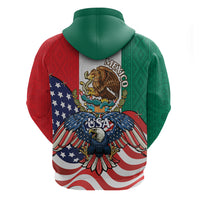 United States And Mexico Zip Hoodie USA Eagle With Mexican Aztec - Wonder Print Shop