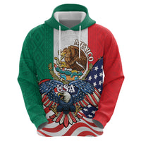 United States And Mexico Zip Hoodie USA Eagle With Mexican Aztec - Wonder Print Shop