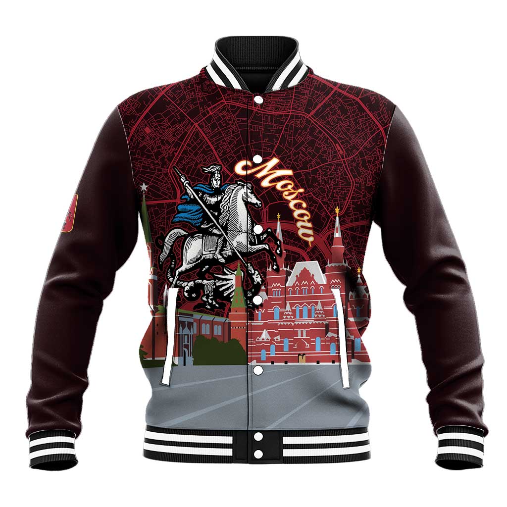 Russia Moscow Capital Baseball Jacket Moskva Red Square Map