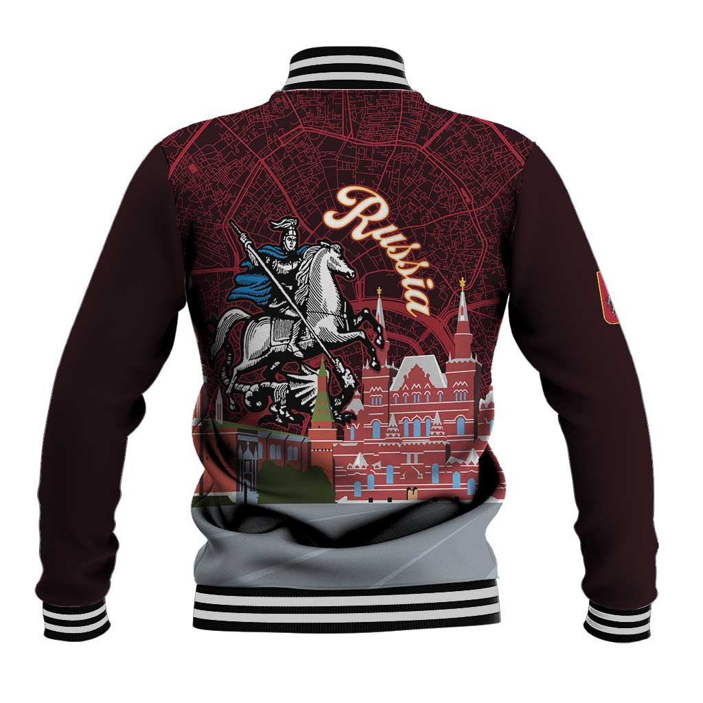 Russia Moscow Capital Baseball Jacket Moskva Red Square Map
