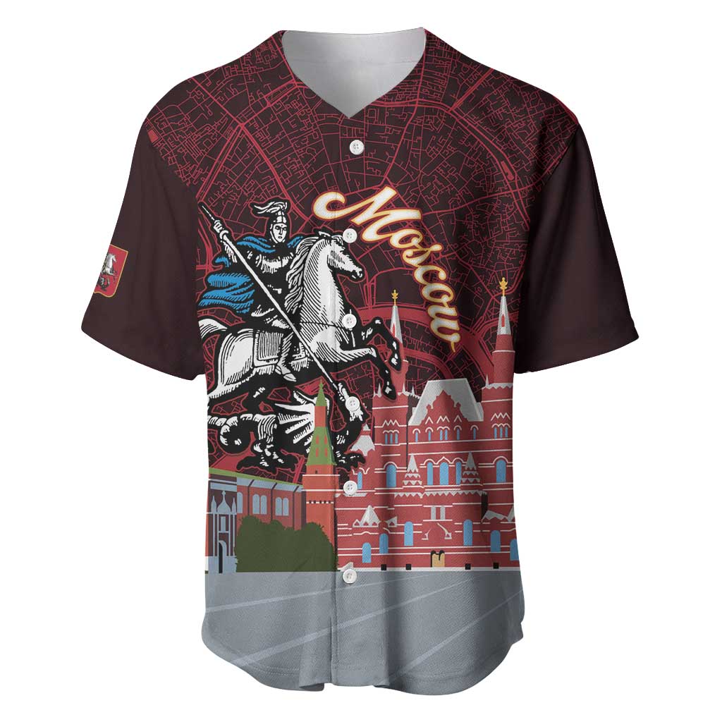 Russia Moscow Capital Baseball Jersey Moskva Red Square Map