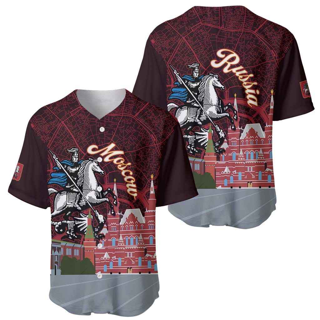 Russia Moscow Capital Baseball Jersey Moskva Red Square Map