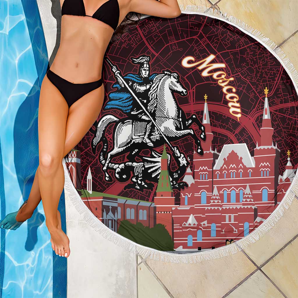 Russia Moscow Capital Beach Blanket Moskva Red Square Map