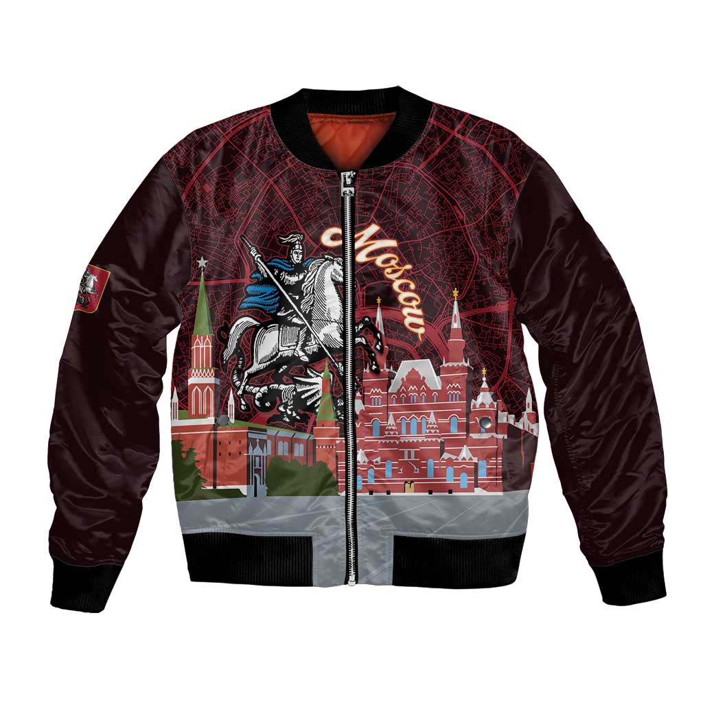 Russia Moscow Capital Bomber Jacket Moskva Red Square Map