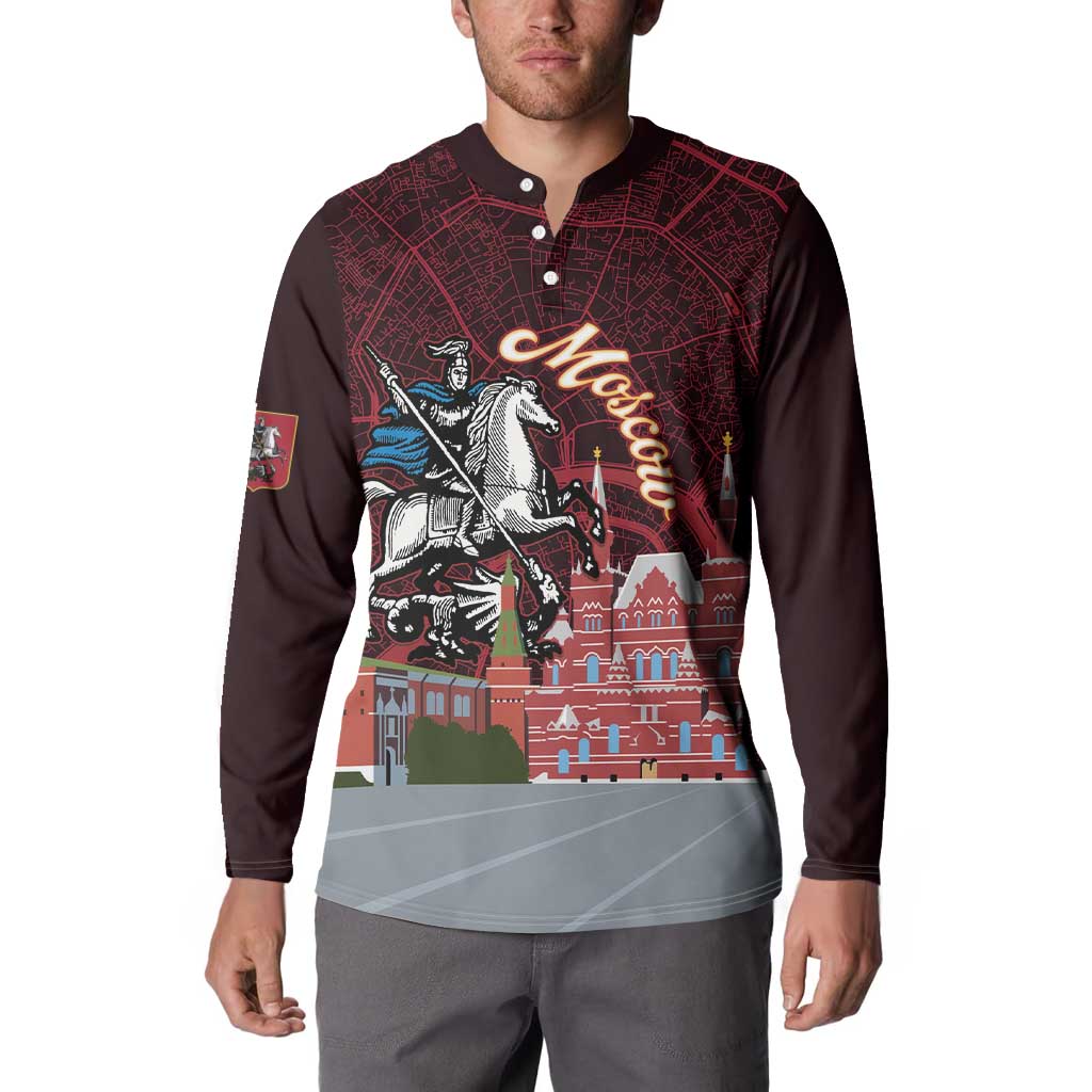 Russia Moscow Capital Button Sweatshirt Moskva Red Square Map