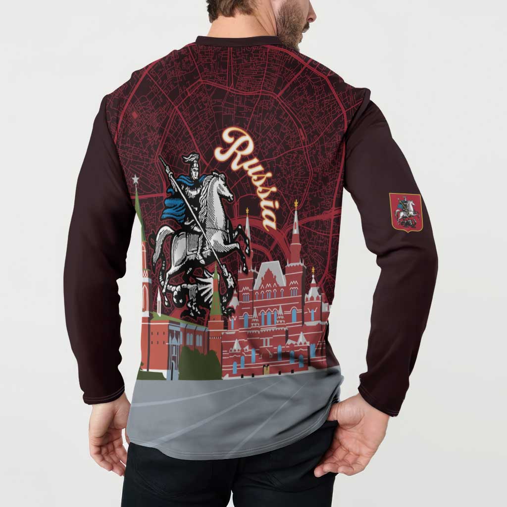 Russia Moscow Capital Button Sweatshirt Moskva Red Square Map