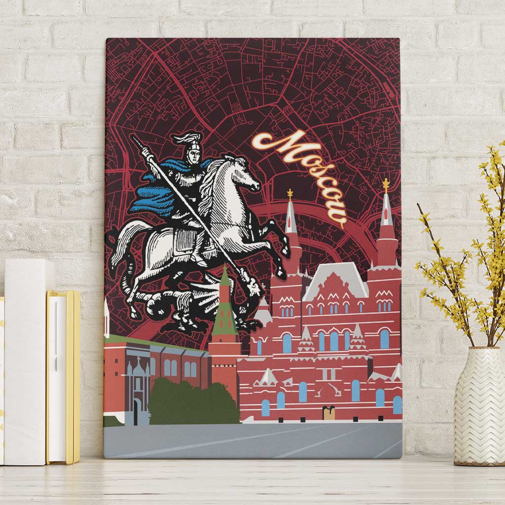 Russia Moscow Capital Canvas Wall Art Moskva Red Square Map