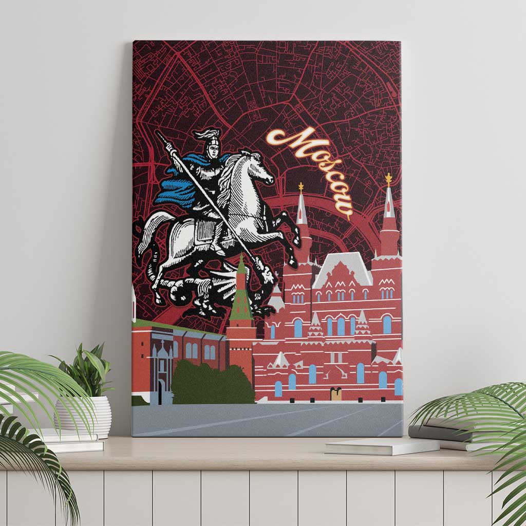 Russia Moscow Capital Canvas Wall Art Moskva Red Square Map