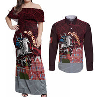 Russia Moscow Capital Couples Matching Off Shoulder Maxi Dress and Long Sleeve Button Shirt Moskva Red Square Map