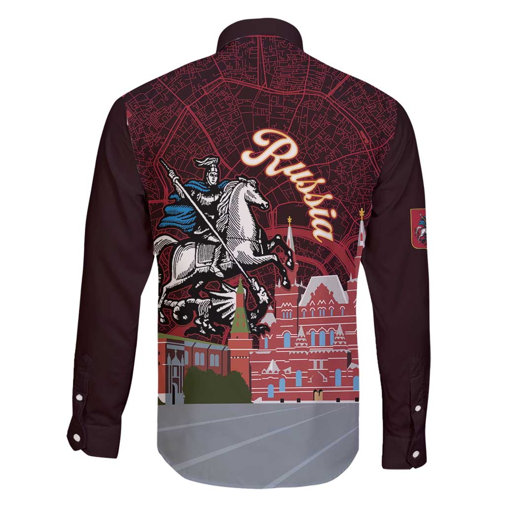 Russia Moscow Capital Family Matching Long Sleeve Bodycon Dress and Hawaiian Shirt Moskva Red Square Map