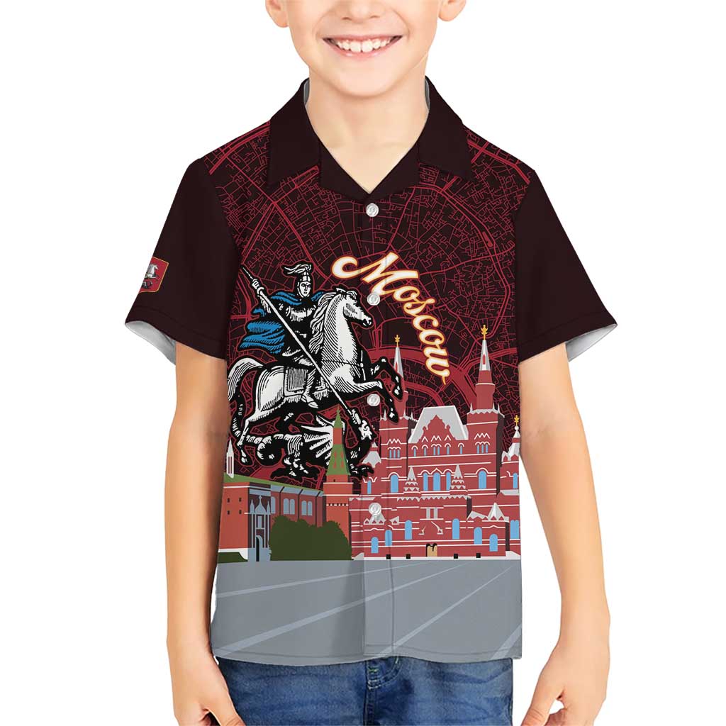 Russia Moscow Capital Family Matching Short Sleeve Bodycon Dress and Hawaiian Shirt Moskva Red Square Map