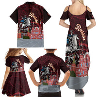 Russia Moscow Capital Family Matching Summer Maxi Dress and Hawaiian Shirt Moskva Red Square Map