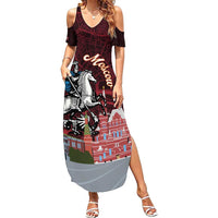 Russia Moscow Capital Family Matching Summer Maxi Dress and Hawaiian Shirt Moskva Red Square Map