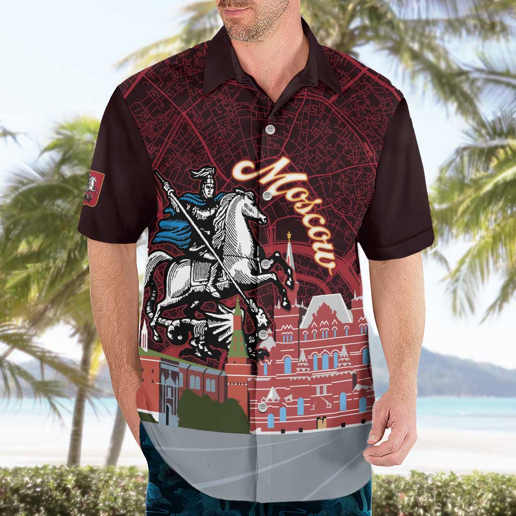 Russia Moscow Capital Hawaiian Shirt Moskva Red Square Map