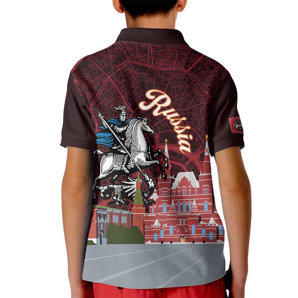 Russia Moscow Capital Kid Polo Shirt Moskva Red Square Map