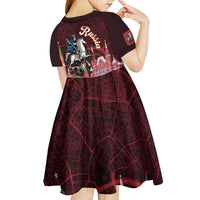 Russia Moscow Capital Kid Short Sleeve Dress Moskva Red Square Map