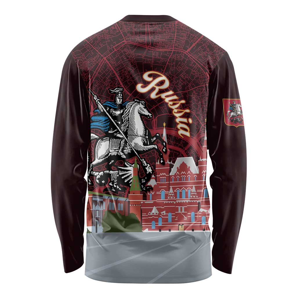Russia Moscow Capital Long Sleeve Shirt Moskva Red Square Map