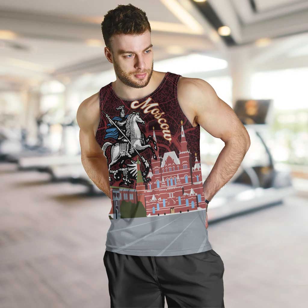 Russia Moscow Capital Men Tank Top Moskva Red Square Map