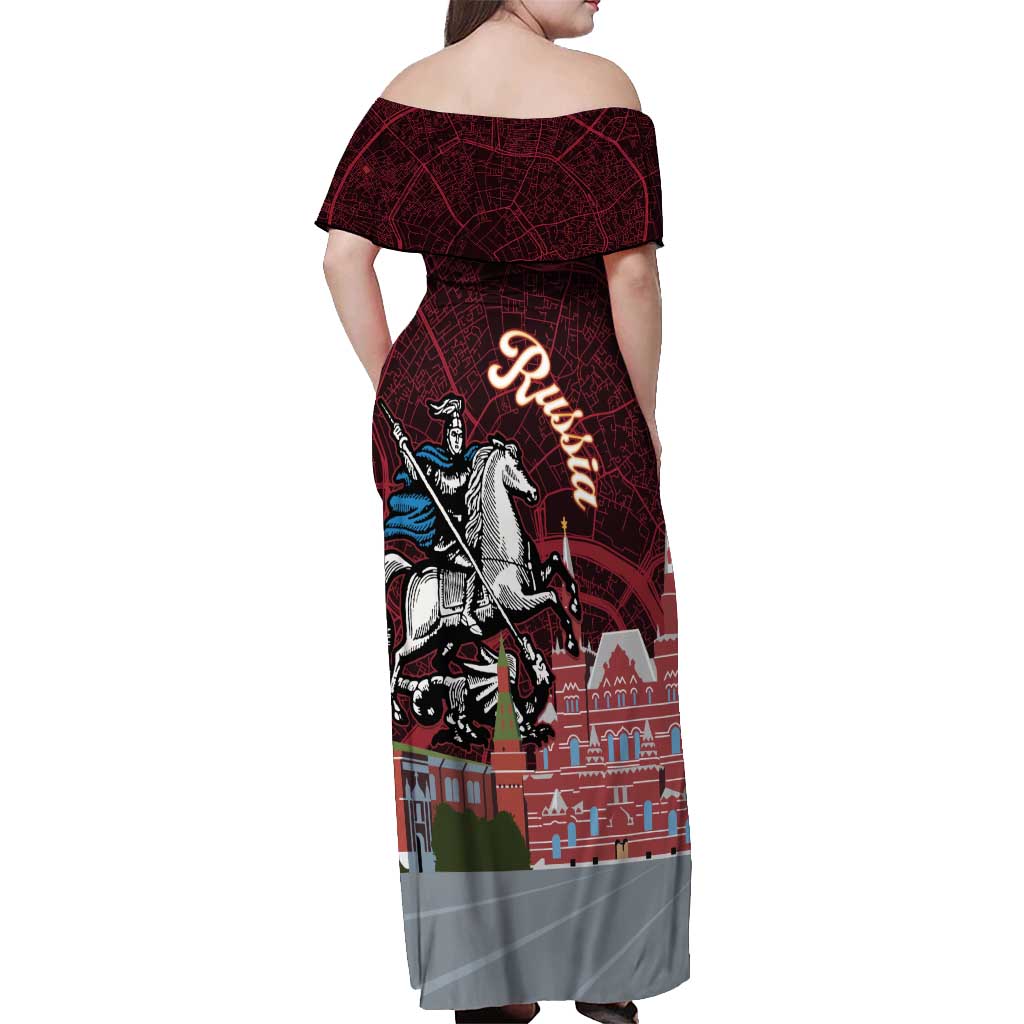 Russia Moscow Capital Off Shoulder Maxi Dress Moskva Red Square Map