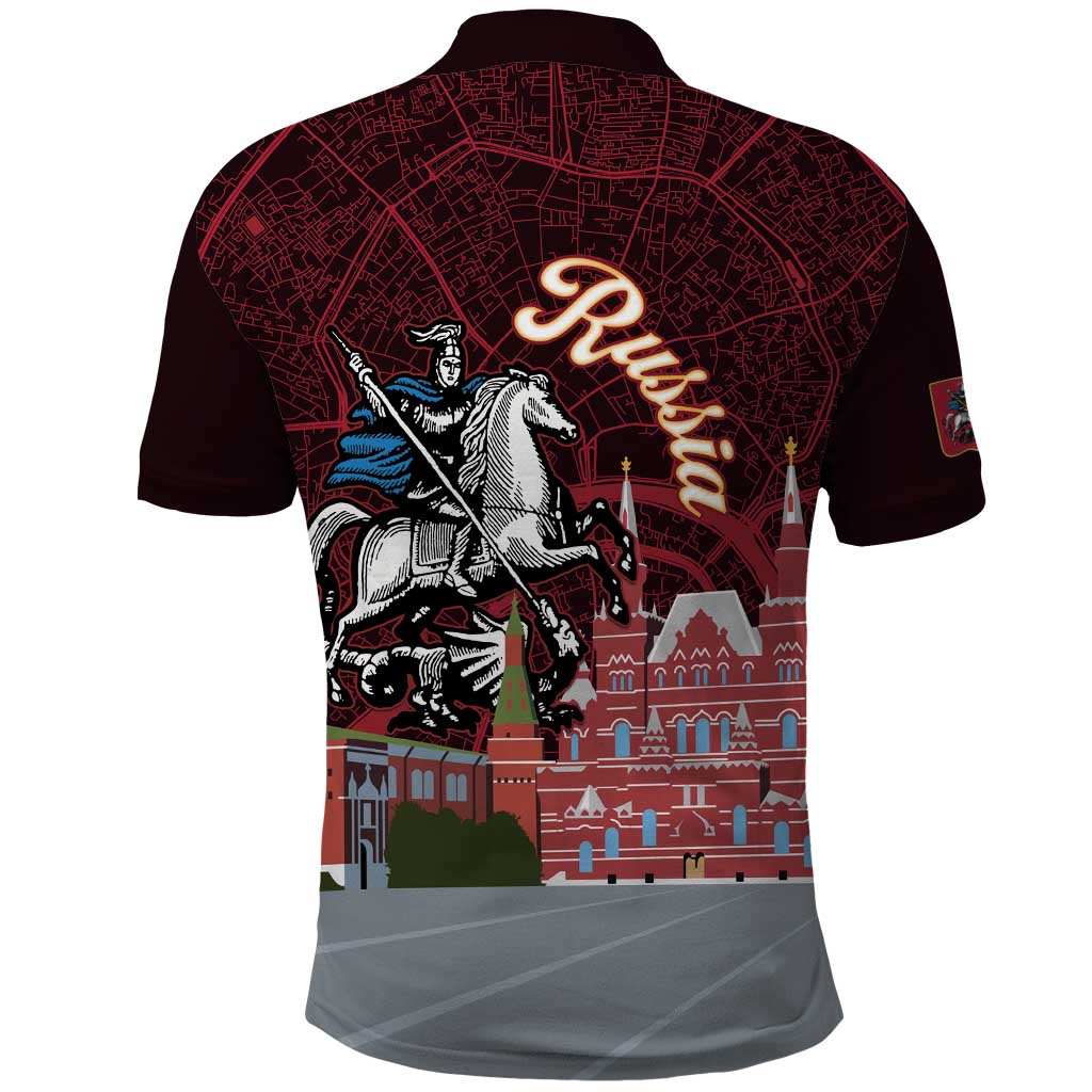 Russia Moscow Capital Polo Shirt Moskva Red Square Map