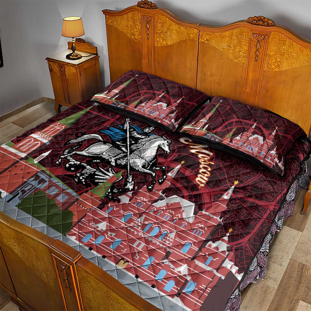 Russia Moscow Capital Quilt Bed Set Moskva Red Square Map